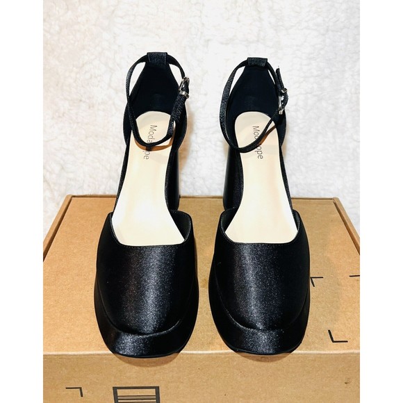 🖤 Elegant Faux Satin Black Block Heel Pumps Brand New Without Tags 🖤 - Picture 4 of 6